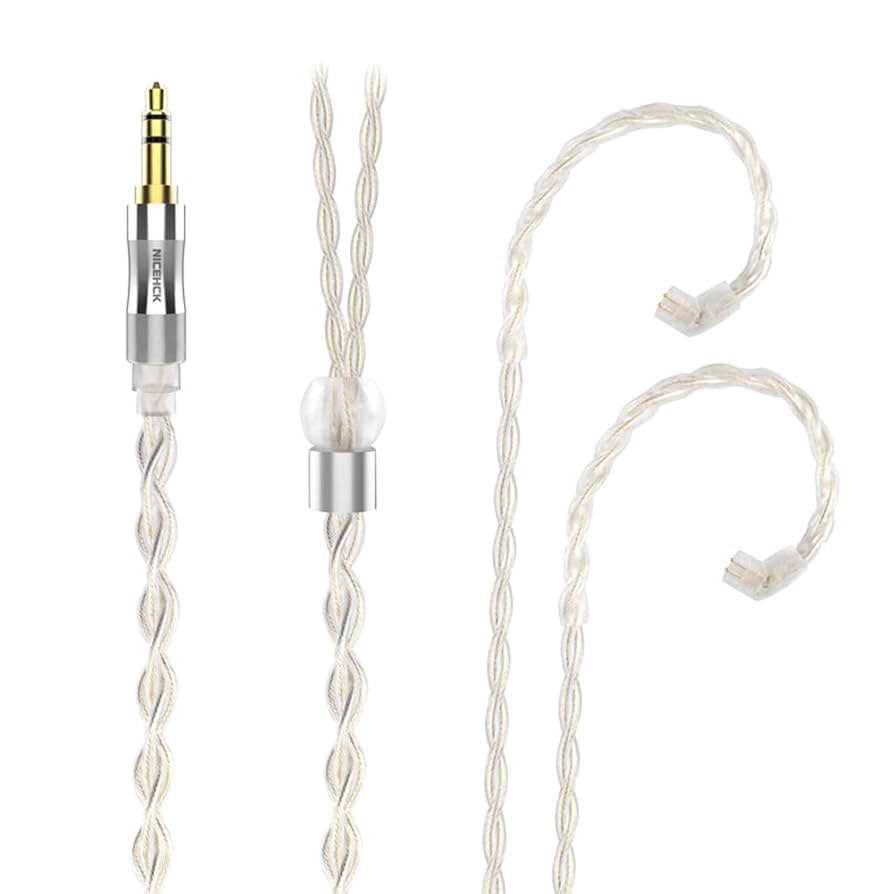 イヤホン ケーブル リケーブル 19AWG銀メッキ無酸素銅 Easy Earphones GXX47123 4芯 7N 銀メッキ線ケーブル（ゴールド
